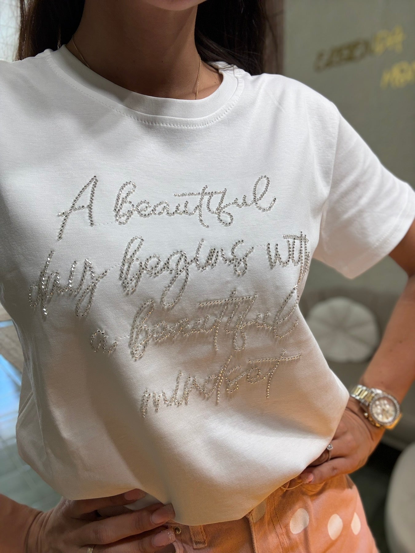 Бяла тениска Beautiful Mindset
